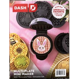 Dash Multi-Plate Mini Waffle Maker 7 removable Plates Recipie guide included