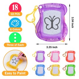 GOLDGE 18 Pcs Mini Magnetic Drawing Board for Kids (6 Colors) – Portable Doodle Sketch & Writing Pad with Erasable Surface, Fun Backpack Keychain Clip Art Toy, Birthday Party Favors for Boys Girls