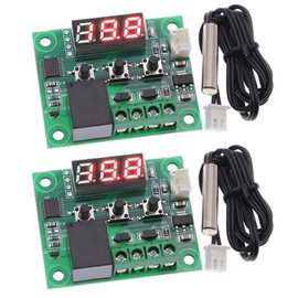 2Pcs 12V DC Digital Temperature Controller Board, Digital Thermostat -50-110°C Electronic Temperature Temp Control Module Switch (Model-Red)