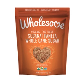 Wholesome Sweeteners 32-Ounce Organic Sucanat Panela Whole Cane Sugar, Fair Trade, Non-GMO Project Verified, Gluten Free & Vegan for Baking, Sprinkling and More, 1 Pack