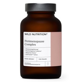 WILD NUTRITION Perimenopause Complex | Perimenopause Ergänzungsmittel für den Hormonhaushalt von Frauen | Shatavari Pulver, Magnesium, Saffran-Extrakt | Immun + Nervensystem | 60 Kapseln