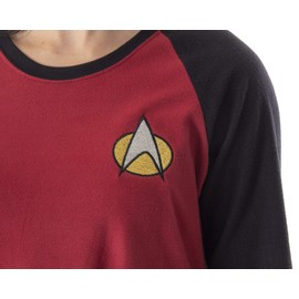INTIMO Star Trek The Next Generation Women's Juniors Picard Raglan Nightgown Sleep Shirt Pajama Top (XL)