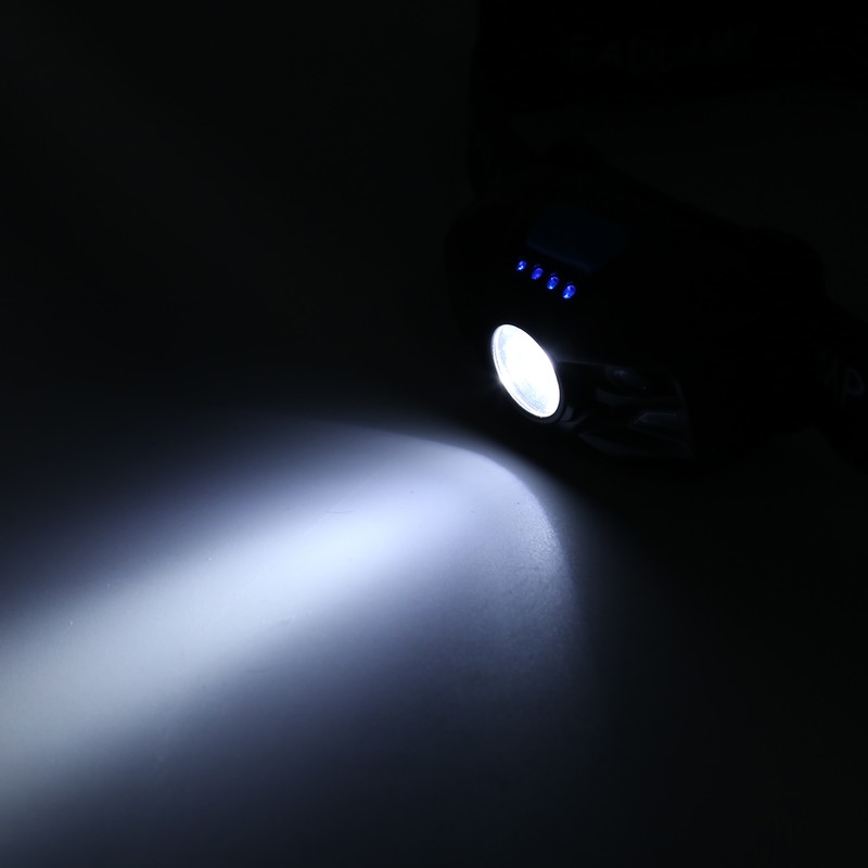 Outdoor USB Rechargeable LED Fishing Headlamp Finger Sensing Waterproof Headlight