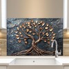 fzxwyishu Tree of Life,Tempered Glass Backsplash For Kitchen Behind Stove,Easy