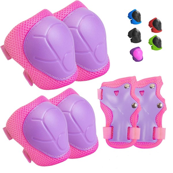 Wemfg Kids Protective Gear Set Knee Pads for Kids 3-8 Years Toddler Knee and Elbow Pads with Wrist Guards 3 in 1 for Skating Cycling Bike Rollerblading Scooter