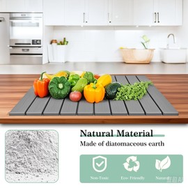Large Stone Dish Drying Mat for Kitchen Counter,Absorbent Diatomaceous Earth Bath Mat Instant Drying Pad Foldable and Super Absorbent Mat for Dishes Cups Bottles,Grey 23*15.3in