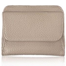 Giselle Women's Men's Bi-Fold Bifold Wallet, Mini Wallet, Thin, Cowhide Leather, Smaller, Small Wallet, Compact, Coin Purse, Greige