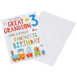 Regal Publishing Juvenile Birthday Card Age 3 Great Grandson - 9 x 6 inches