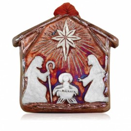 Nativity Raku Ornament Handcrafted from Raku Potteryworks