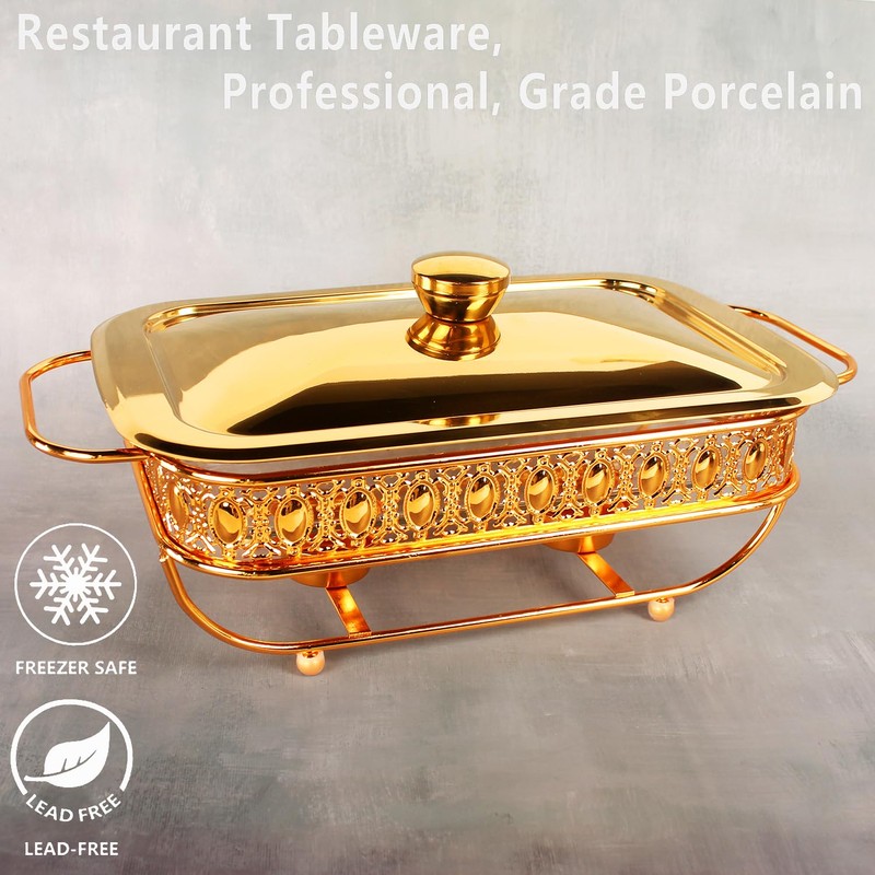 Casserole Dish 6" x 11" Glass Baking Dish with Stainless
