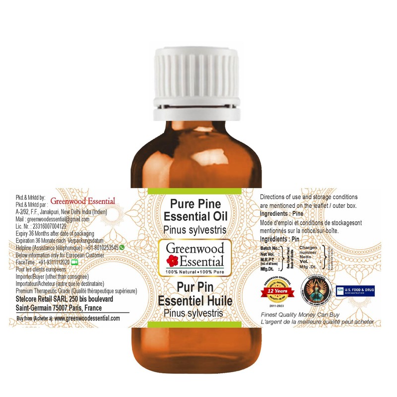 Greenwood Essential Pure Pine Essential Oil (Pinus sylvestris) Steam Distilled