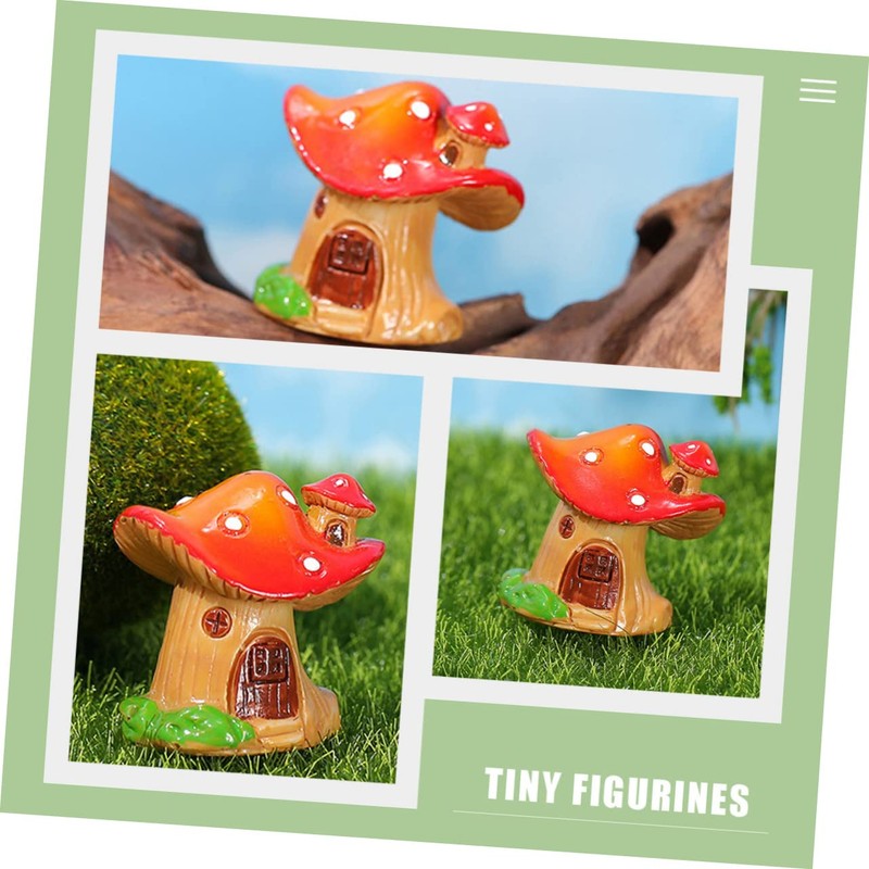 Kisangel 4sets Lawn Ornaments Mini Mushroom Figurines Realistic Tiny Mushrooms