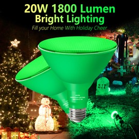 LOXYEE PAR38 Flood Green Light Bulb,4 Pack-Dimmable,E26 Base Green Flood Light Outoor(20W Replace to 200W),Green Light Bulb Outdoor Porch,Colored Light,Spot Light,Halleween,Christmas Lighting