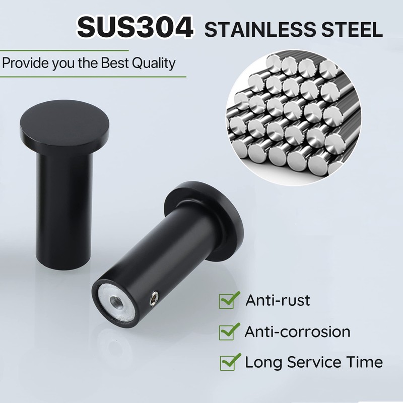 SAYAYO 2PCS Black Coat Hooks Wall Mounted SUS304 Stainless Steel