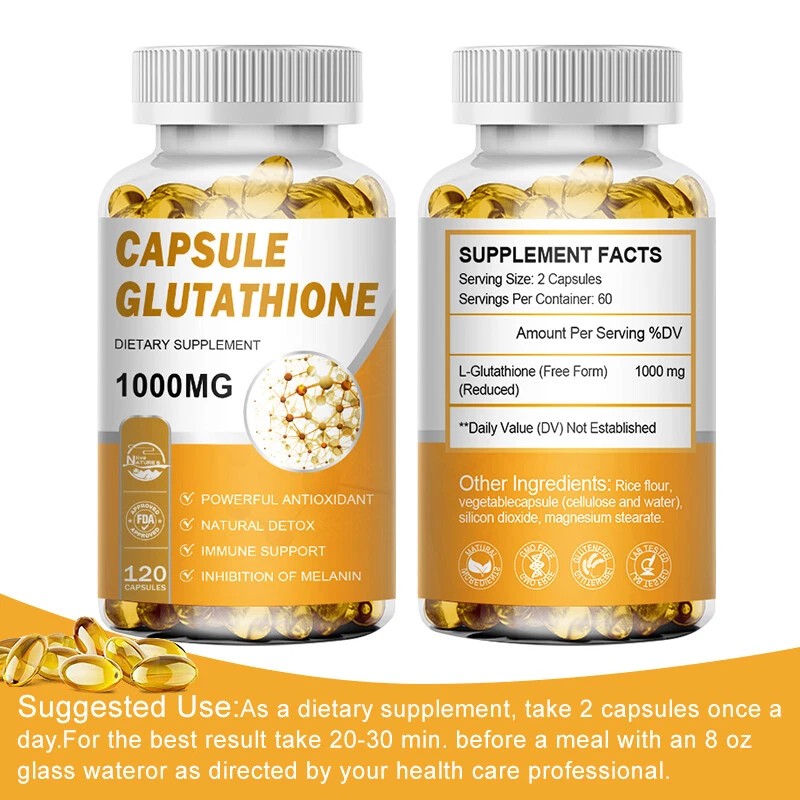 NATURE'S LIVE Liposomal Glutathione Pure Reduced L-Glutathione Detox Skin Whitening