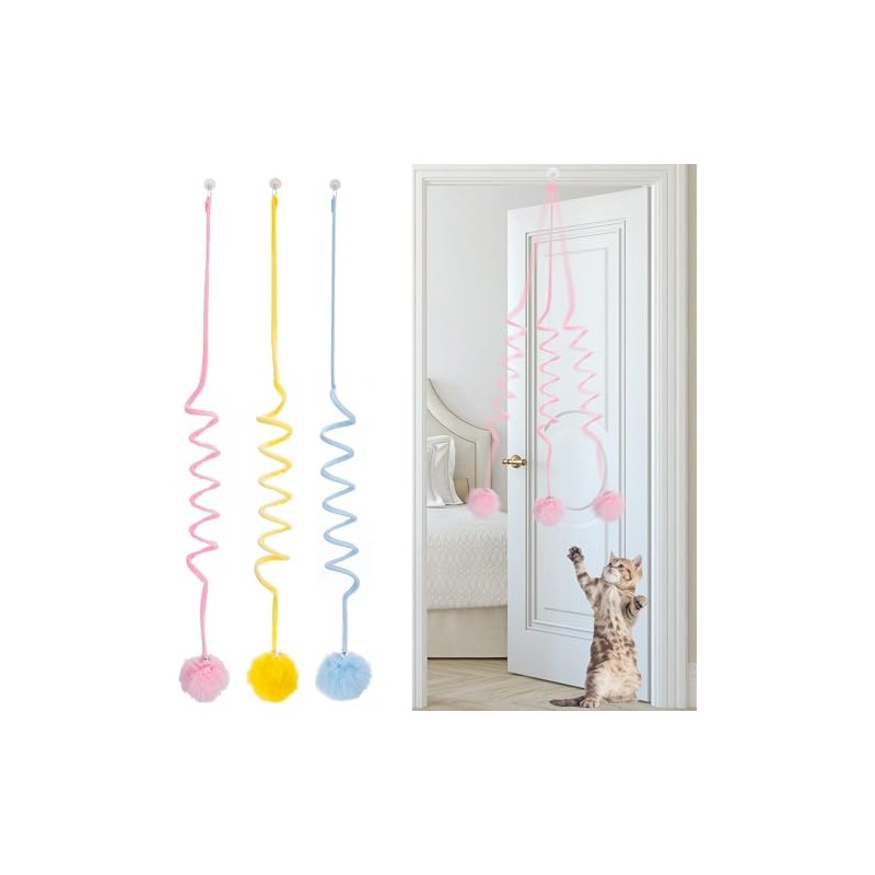 3 Piezas Puerta Colgante de Juguete para Gatos, Retráctil e