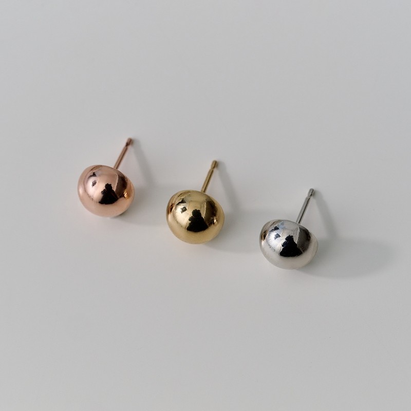 Gold&Deer 14K Goldfield Mini Simple Half Ball Earrings White Gold