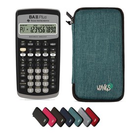 TI-BA II Plus Calculator with Protective Case by WYNGS in Turquoise - Basic Set