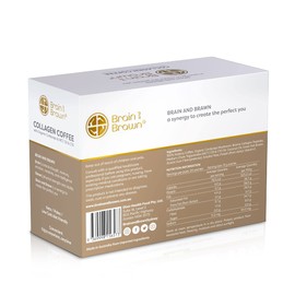 Brain and Brawn Synergy Collagen Coffee (20 x 15g sachet) with Organic Cordyceps and Collagen Peptides for Skin, Hair and Nail Health, MCT Oil, Organic Cordyceps and Acacia Fibre, 100% Arabica Coffee, unsweetened, all-in-one beauty Coffee 300g (20 Serves
