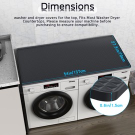 54" x 27.5" Washer and Dryer Covers for the Top，Waterproof and non-slip Washing Machine Cover，Applies to Kitchen、laundry room organization，Washer Dryer Countertop. (Light black)