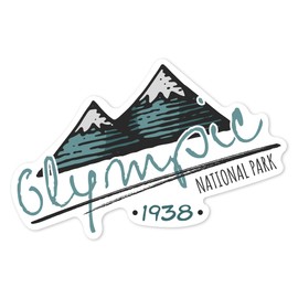 Die Cut Sticker Olympic National Park, Washington, Mountains, Contour Vinyl Sticker 1 to 3 inches (Waterproof Decal for Cars, Water Bottles, Laptops, Coolers), Small