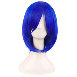 MapofBeauty 14 Inch /35 cm Female Models Medium Length Straight Hair Cosplay Bob Wig (Navy Blue)