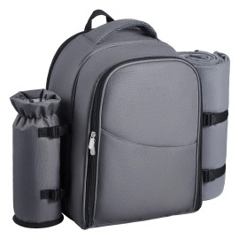 Beach Picnic Backpack Cooler Bag for 2 Persons Grey with CompartmentNumber of Layers: Single Layer, color: Gray Color