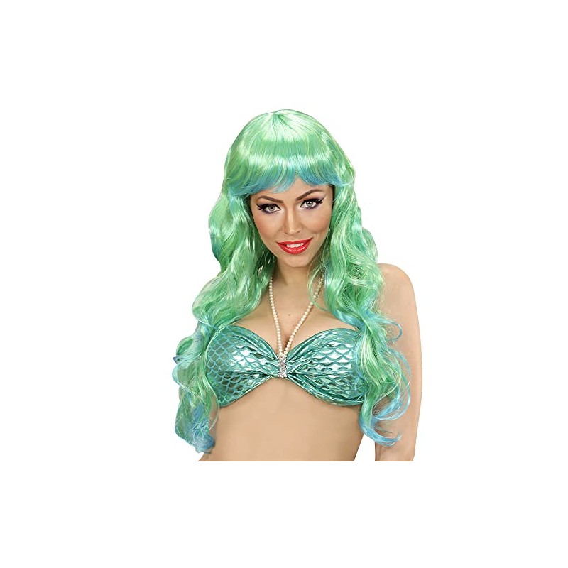 WIDMANN 04405 Mermaid Wig Green/Blue