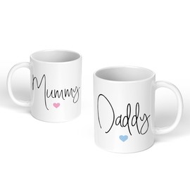 Print Maniacs Set of 2 Mugs Mummy and Daddy Mum Dad Christmas 1st Present Gift New Parents