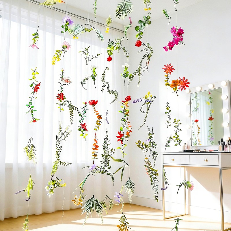 6.5 ft Flower Garlands Hanging Artificial Wildflower Wall Decor