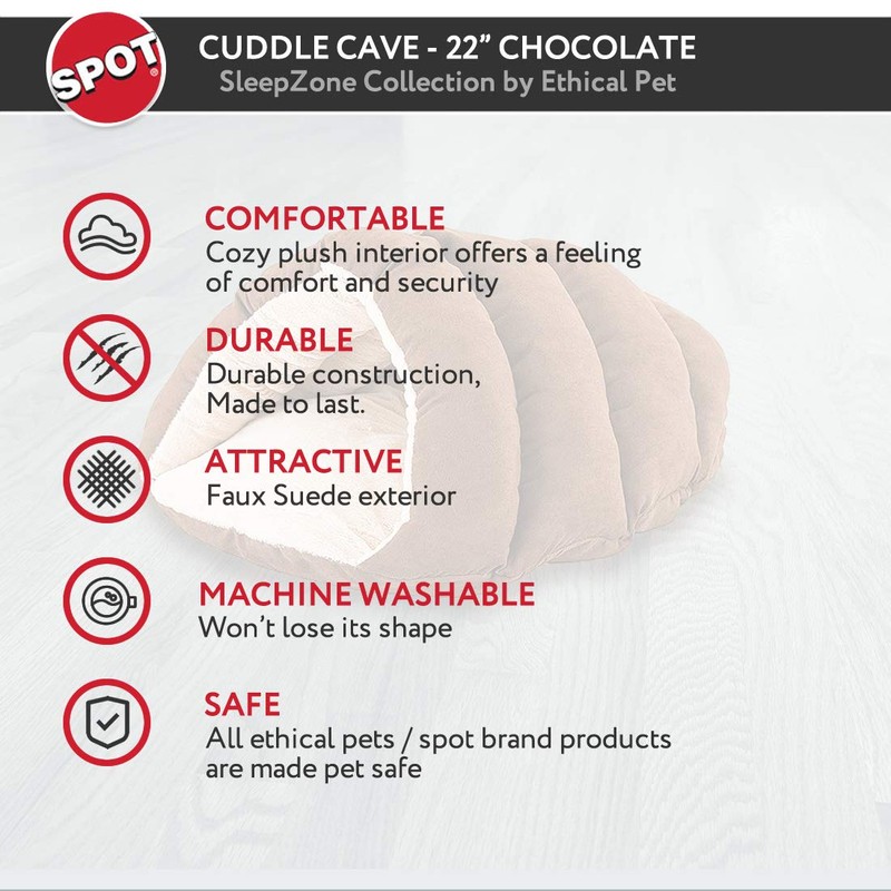 SPOT Ethical Pets Sleep Zone Cuddle Cave - 22” Chocolate