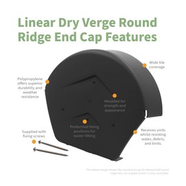 Manthorpe SmartVerge Linear Dry Verge Ridge End Cap - Black (Round)