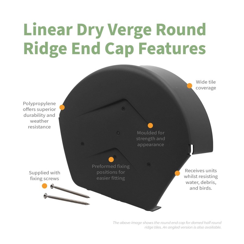 Manthorpe SmartVerge Linear Dry Verge Ridge End Cap - Black
