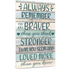 Inspirational Wall Art Sign, Motivational Office Decor, Gifts for Girl, Boy, 12x8 Inches Aluminum Metal Sign - Always Remember You are Braver