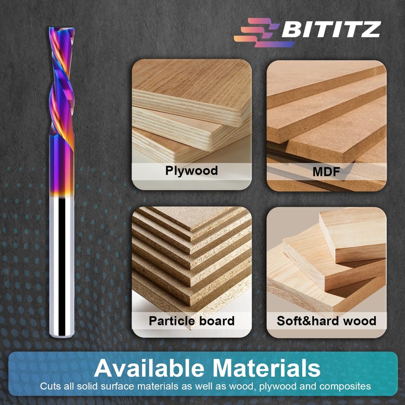 Downcut Spiral Router Bit 1/4 Inch Cutting Diameter 1 Inch