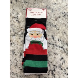 Holiday Style Light Up Knee High Santa Socks