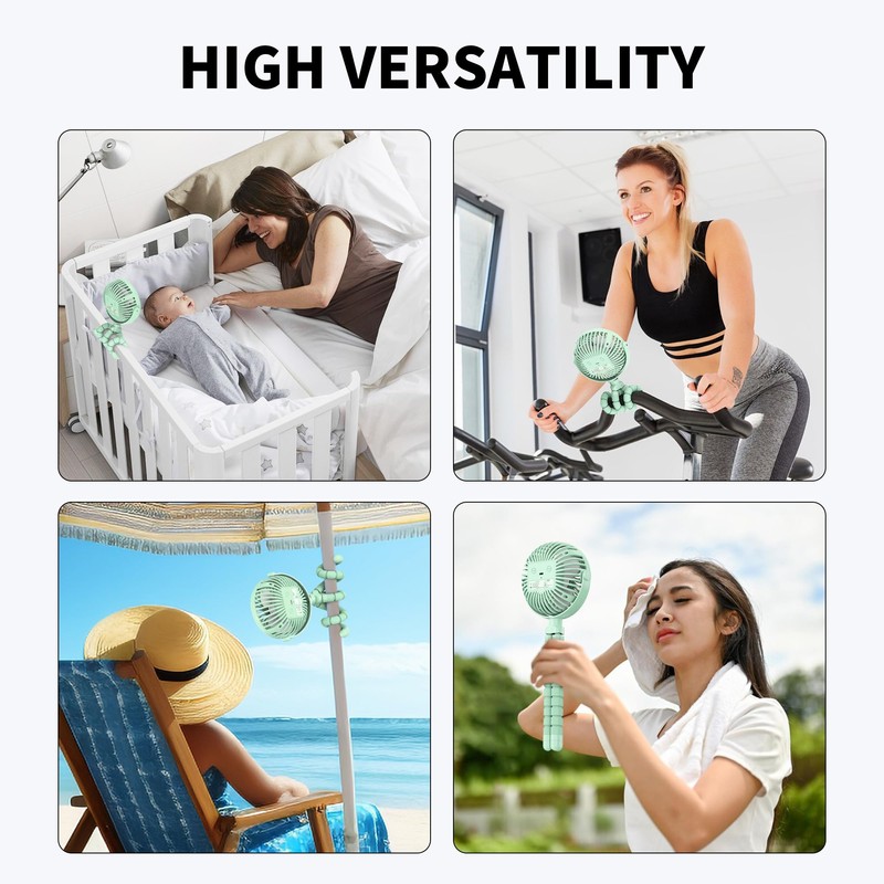 AMACOOL Battery Operated Stroller Fan Flexible Tripod Clip On Fan