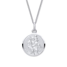 Old English Jewellers Sterling Silver ST Christopher 17mm Pendant/Necklace - Choice of Chain (18)