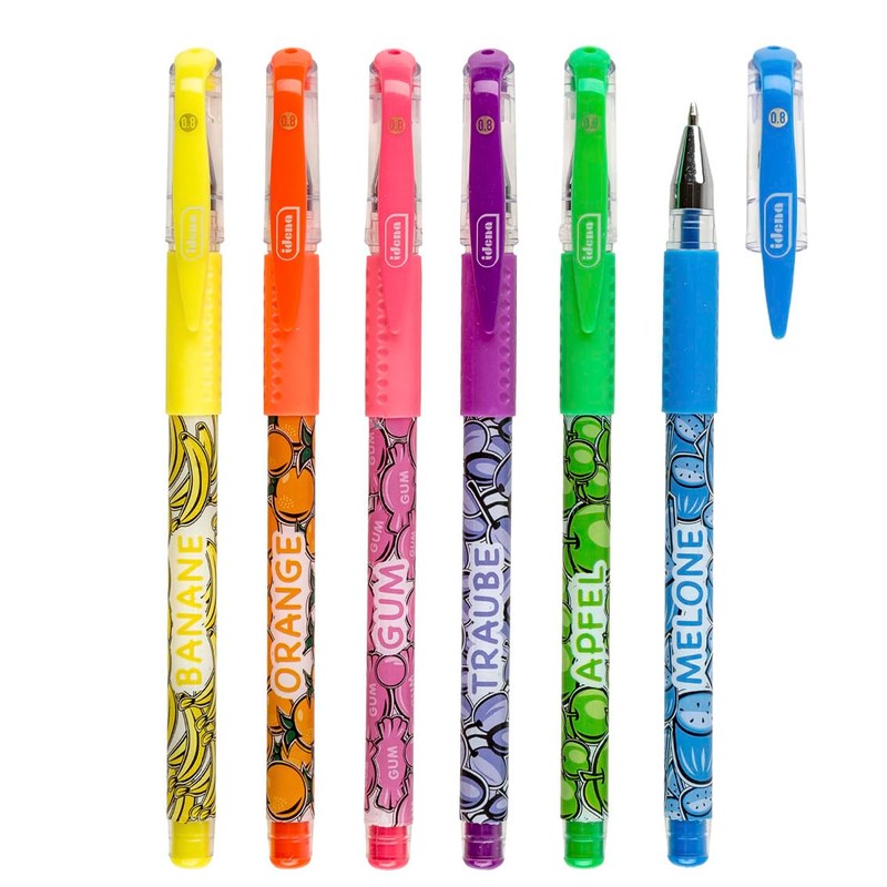 IDENA 512169 Cheeky Fruits, 6 Scented Gel Pens, 0.8 mm