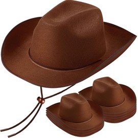 Zhanmai 12 Pcs Bulk Cowboy Hat for Adult Wide Brim Plain Western Cowgirl Hat Costume Texan Country Style for Women Men(Brown)