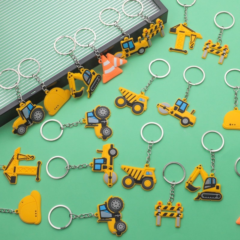 HLenyoy 40Pcs Construction KeyChains Engineering Excavator Tractor Keychain Construction Party