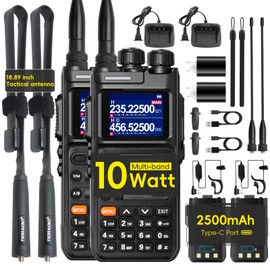 Baofeng Radio UV-26,10W Ham Handheld Radio Long Range with Tactical Antenna, Copy Frequency, Air Band, 999CH, NOAA Weather Walkie Talkie UV-5RM,2500mAh Battery with Type C Charging Two Way Radio-2Pack
