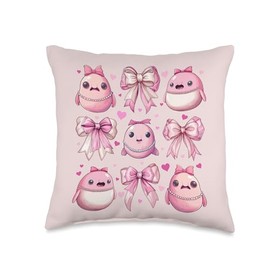 Coquette Bow Blobfish Funny Fish Pink Ribbon Girl Mom Throw Pillow