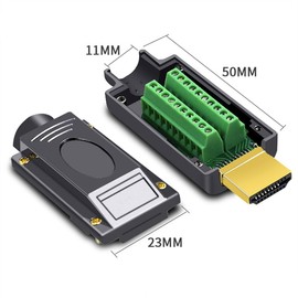 Oiyagai HDMI Adapter Signals Terminal Breakout Metal Cover Terminal Breakout Board Connector Solderless Free Welding Adaptor (Black)