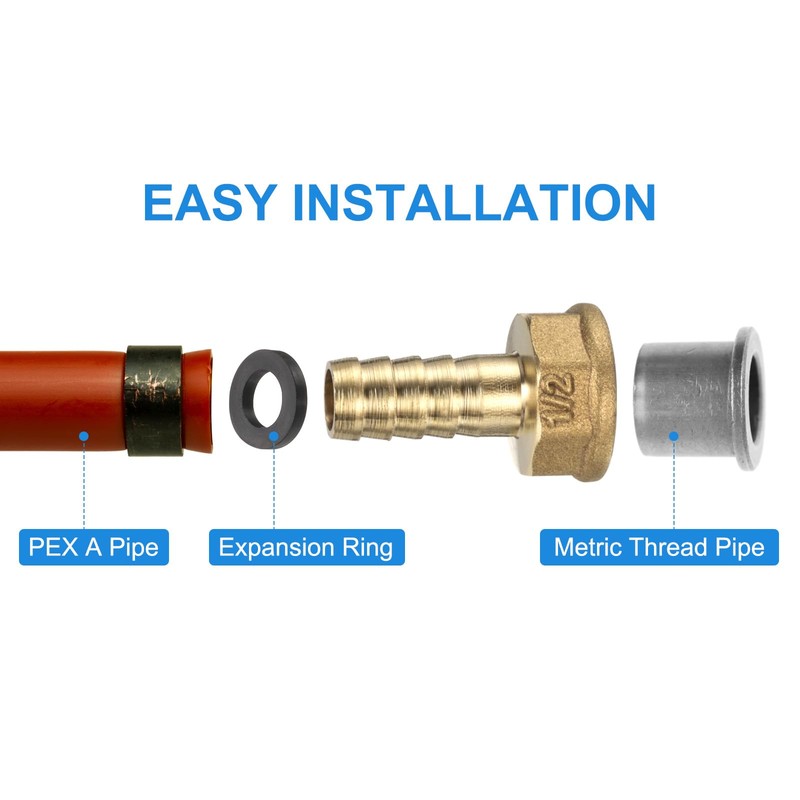 sourcing map 2pcs PEX-A Expansion Fittings 1/2" Press x 12mm