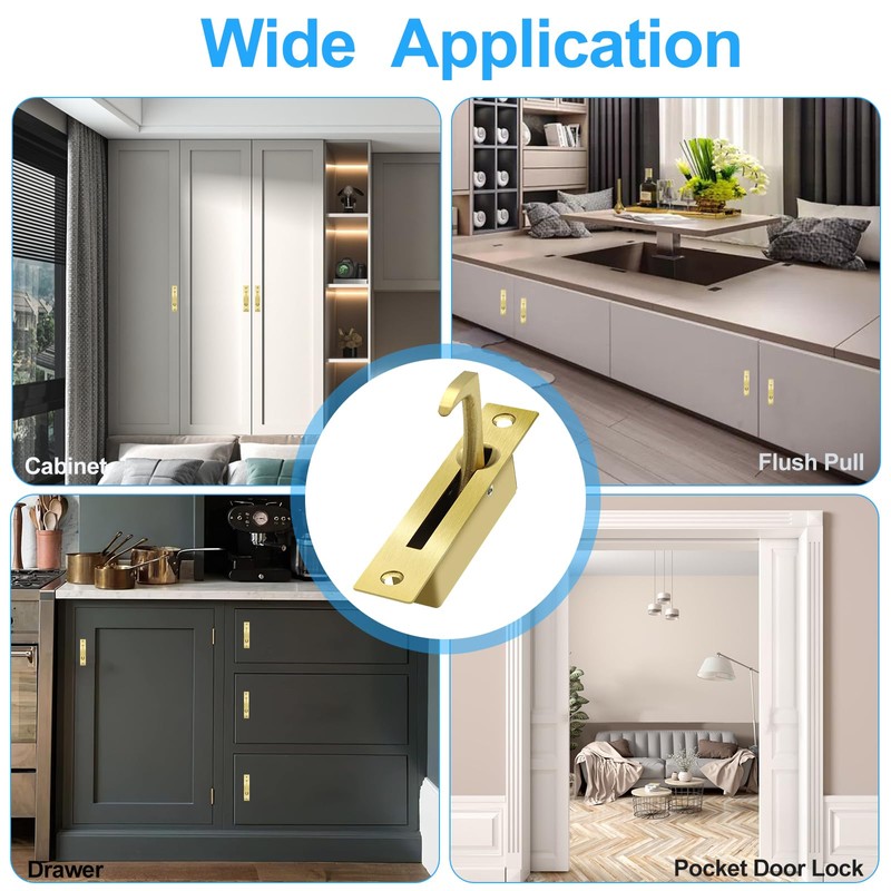 Pocket Door Pull Handle, 3.75" Edge Pull, 304 Stainless Steel,