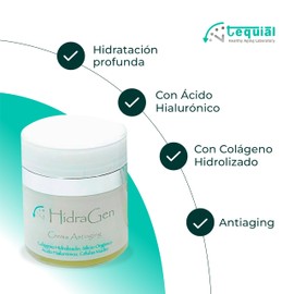 Tequial Hidra Gen Antiaging Creme für Gesicht und Hals, 50 ml, wird in einer Airless-Flasche geliefert, mit einem System, das die Oxidation der Creme verhindert und sie vor Kontamination schützt.
