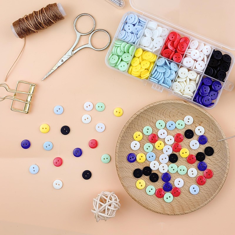 Bohory 500PCS Round Resin Button Sewing Craft Buttons, 2 Hole