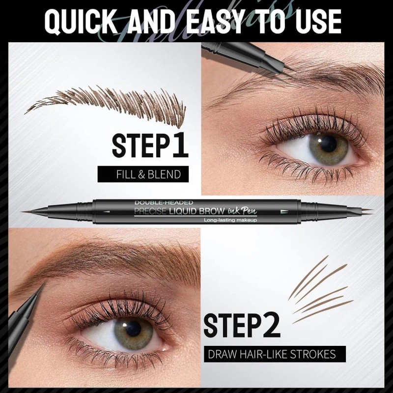 2 En 1 Delineado De Cejas Waterproof Con 2 Puntas
