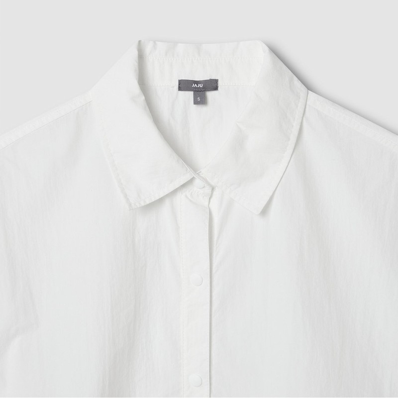 JAJU [JAJU] Women's Crisp Short-Sleeve Shirt_White